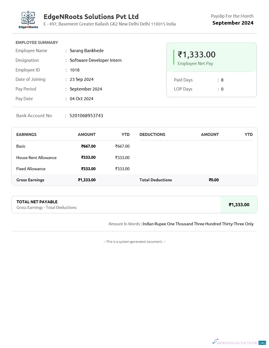 Download EdgeNRoots Solutions payslip template in Word and PDF formats.pdf, 1 Photoshop template